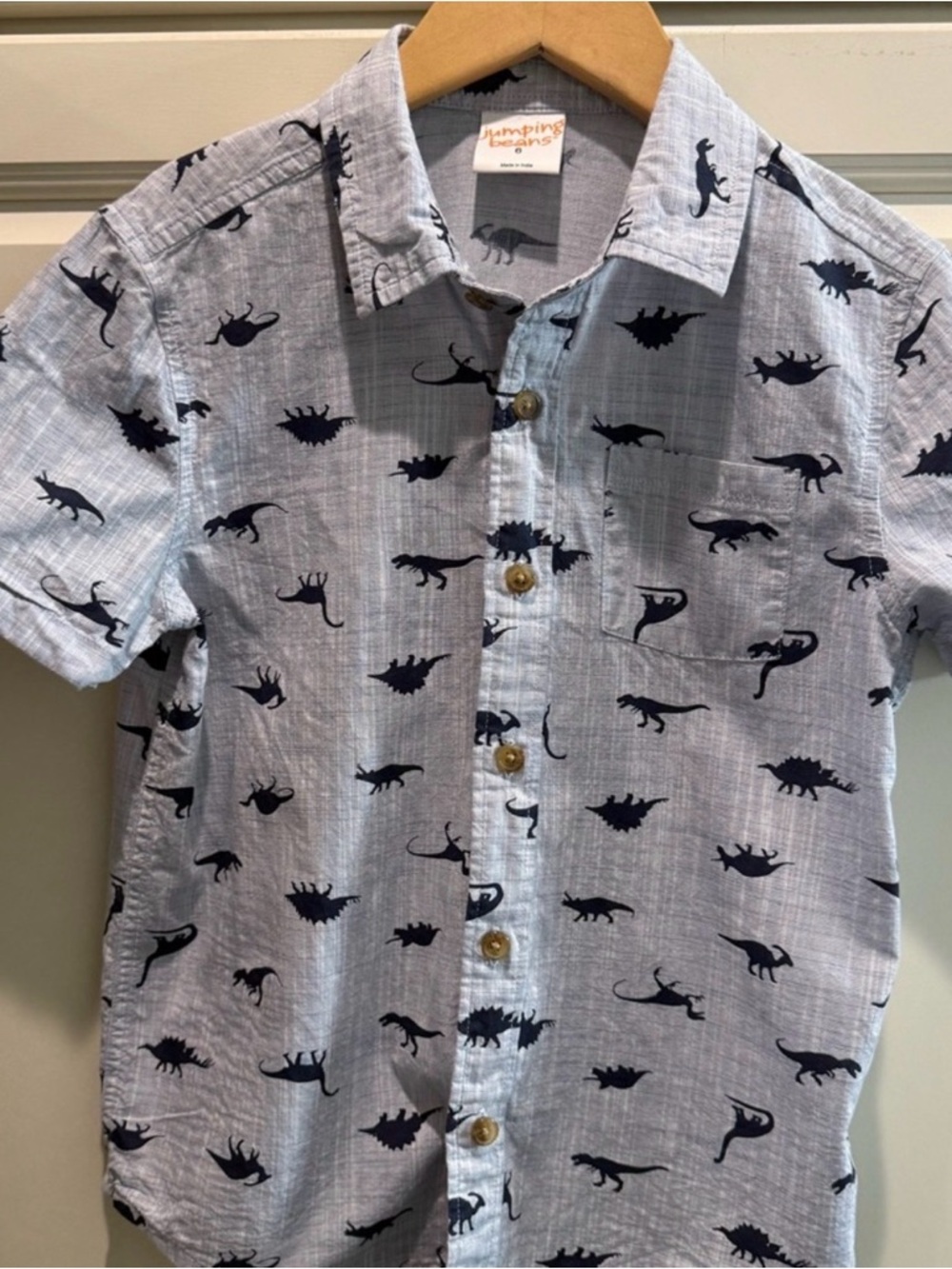 jumping beans Light Blue Shirt with Navy Dinosaur Print